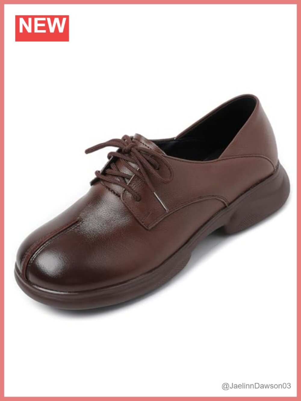 Vintage Leather Platform Lace-up Oxford Shoes Comfortable Round Toe Slip-on
